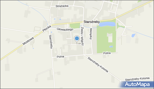 Staroźreby, Partyzantów, mapa Staroźreby