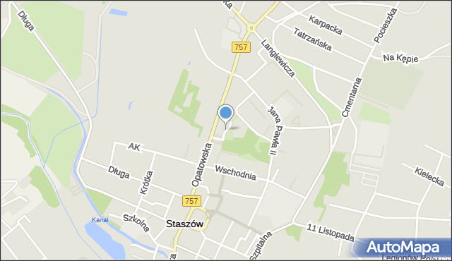 Staszów, Park Bienia Adama, mapa Staszów