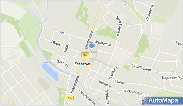 Staszów, Partyzantów, mapa Staszów