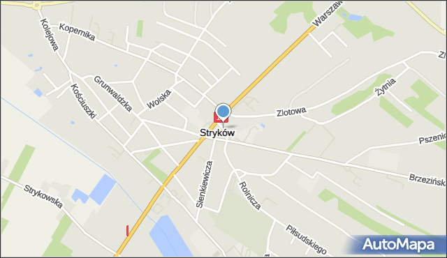 Stryków powiat zgierski, Paderewskiego Ignacego Jana, mapa Stryków powiat zgierski