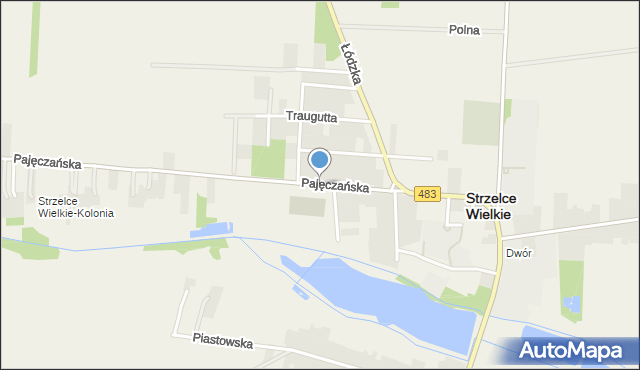 Strzelce Wielkie powiat pajęczański, Pajęczańska, mapa Strzelce Wielkie powiat pajęczański