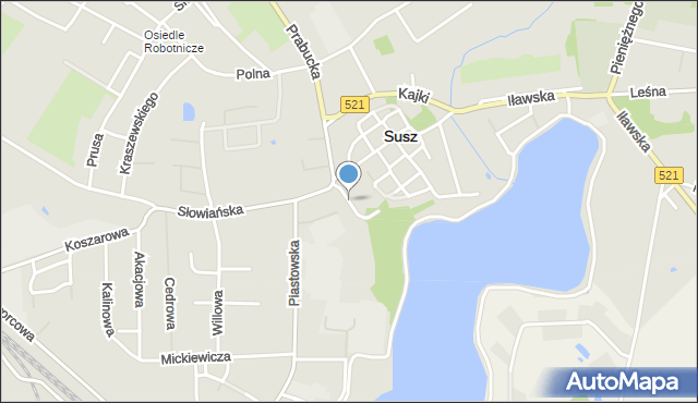 Susz, Parkowa, mapa Susz