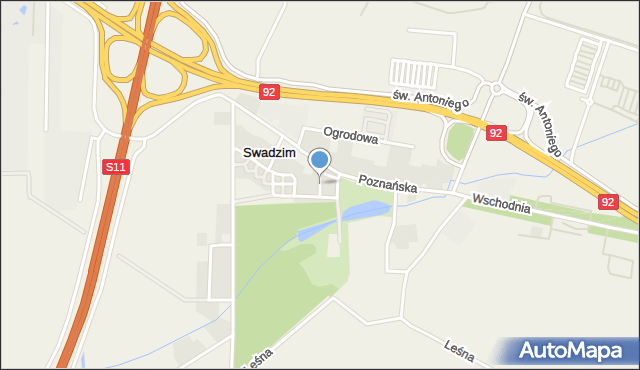 Swadzim gmina Tarnowo Podgórne, Parkowa, mapa Swadzim gmina Tarnowo Podgórne