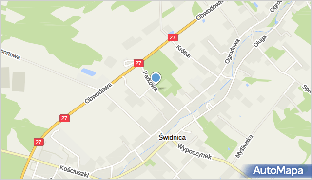 Świdnica powiat zielonogórski, Parkowa, mapa Świdnica powiat zielonogórski