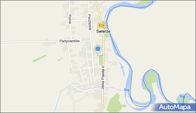 Świerże gmina Dorohusk, Parkowa, mapa Świerże gmina Dorohusk