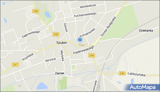 Szubin, Pałuki Sędziwoja, mapa Szubin