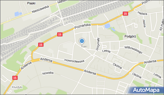 Toruń, Parkowa, mapa Torunia