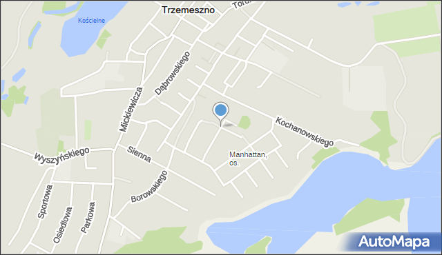 Trzemeszno powiat gnieźnieński, Palucha Mieczysława, mjr., mapa Trzemeszno powiat gnieźnieński