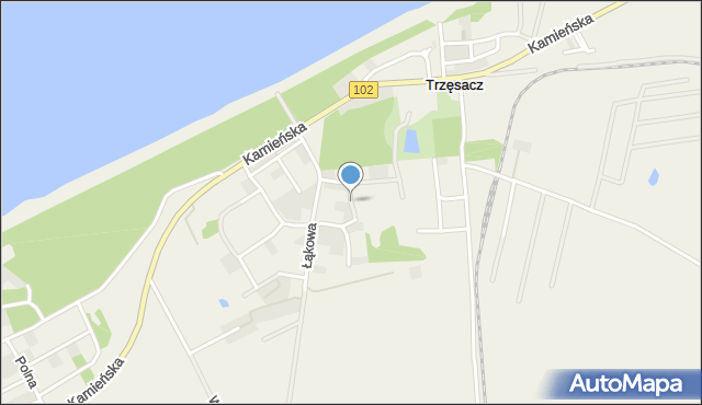 Trzęsacz gmina Rewal, Parkowa, mapa Trzęsacz gmina Rewal