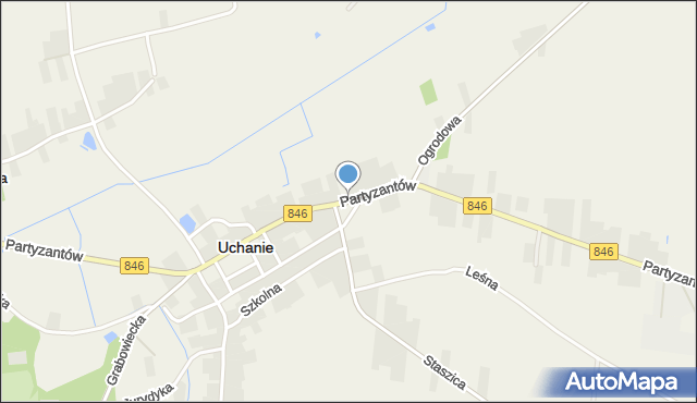 Uchanie, Partyzantów, mapa Uchanie