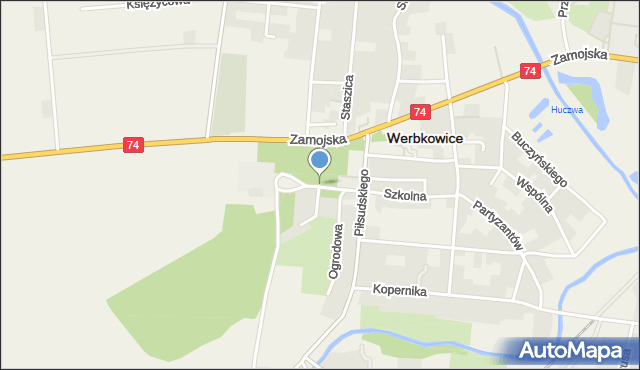 Werbkowice, Parkowa, mapa Werbkowice