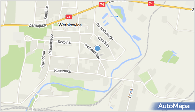 Werbkowice, Partyzantów, mapa Werbkowice