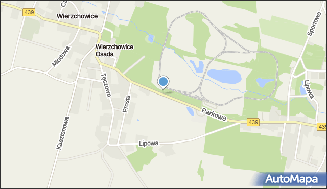 Wierzchowice gmina Krośnice, Parkowa, mapa Wierzchowice gmina Krośnice