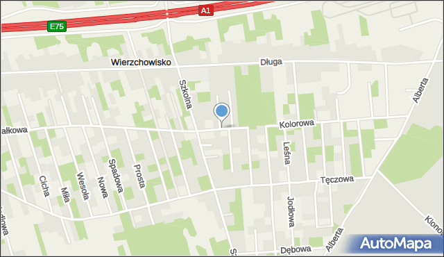 Wierzchowisko gmina Mykanów, Parkowa, mapa Wierzchowisko gmina Mykanów