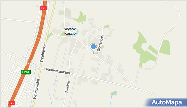 Wysoki Kościół, Parkowa, mapa Wysoki Kościół