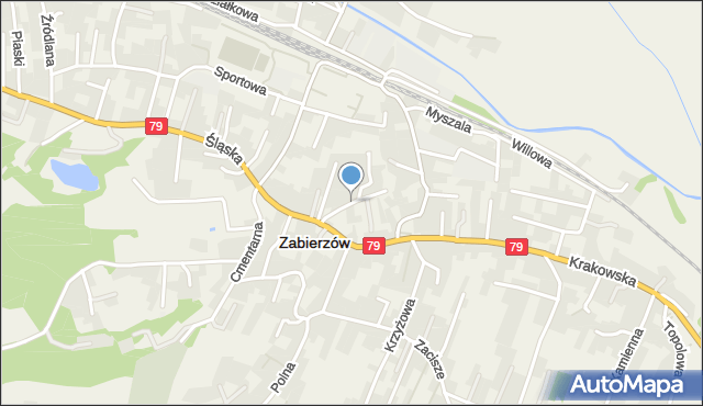 Zabierzów powiat krakowski, Parkowa, mapa Zabierzów powiat krakowski