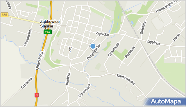 Ząbkowice Śląskie, Partyzantów, mapa Ząbkowice Śląskie