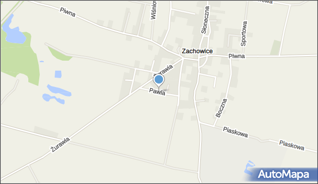 Zachowice, Pawia, mapa Zachowice