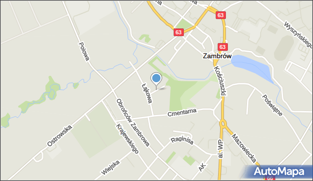 Zambrów, Pawia, mapa Zambrów