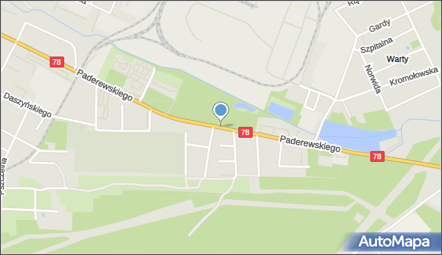 Zawiercie, Paderewskiego Ignacego Jana, mapa Zawiercie