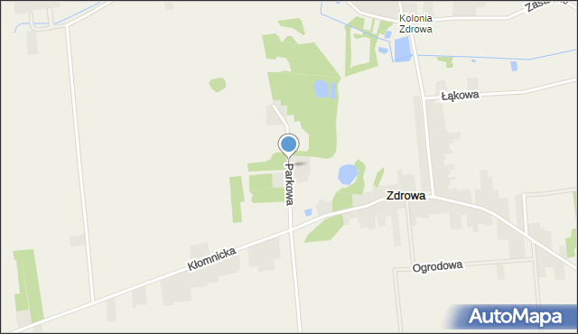 Zdrowa, Parkowa, mapa Zdrowa