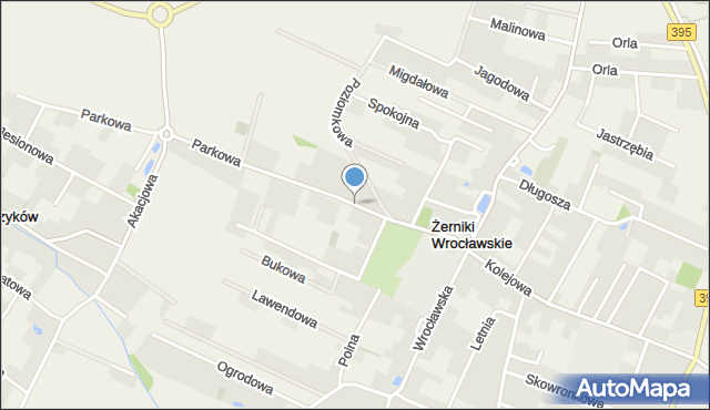 Żerniki Wrocławskie, Parkowa, mapa Żerniki Wrocławskie