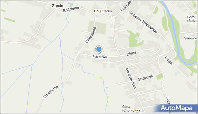 Zręcin, Parkowa, mapa Zręcin