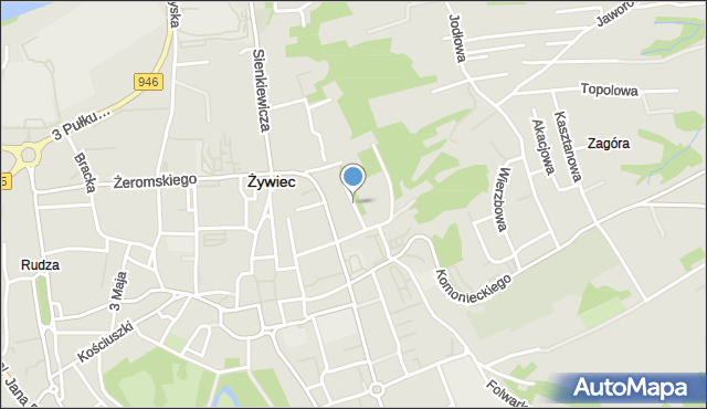 Żywiec, Paderewskiego Ignacego Jana, mapa Żywiec