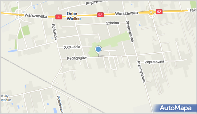 Dębe Wielkie, Pedagogów, mapa Dębe Wielkie