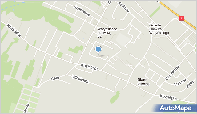 Gliwice, Perłowa, mapa Gliwic