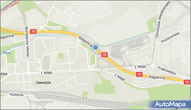 Katowice, Pętla na Łącznej, mapa Katowic