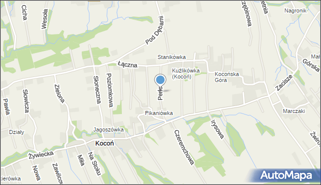 Kocoń, Perłowa, mapa Kocoń