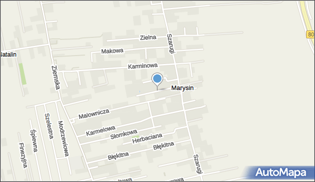 Marysin gmina Jastków, Perłowa, mapa Marysin gmina Jastków