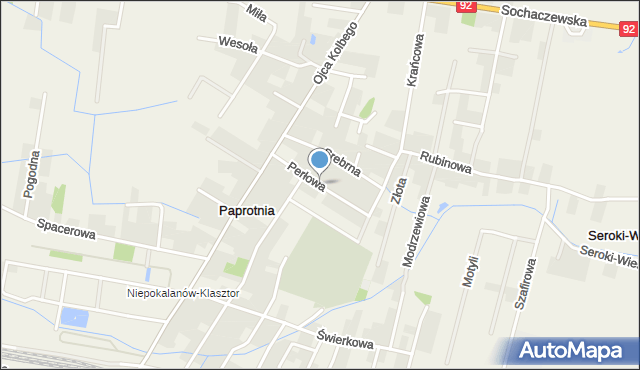 Paprotnia gmina Teresin, Perłowa, mapa Paprotnia gmina Teresin