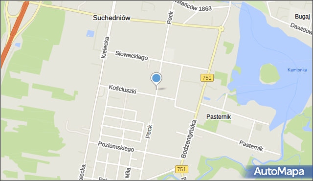 Suchedniów, Peck Emilii, mapa Suchedniów