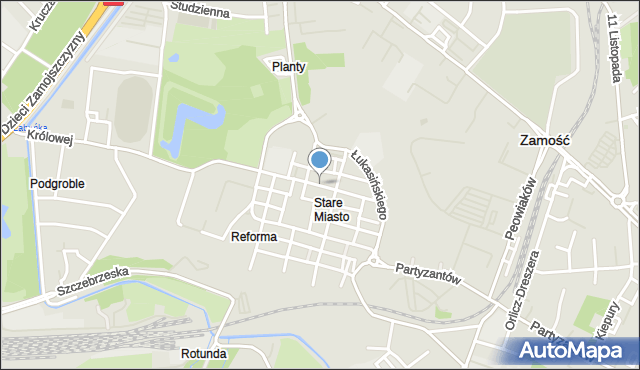 Zamość, Pereca, mapa Zamościa