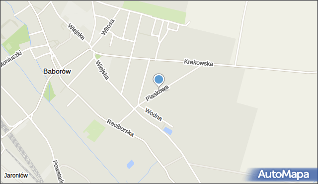 Baborów, Piaskowa, mapa Baborów