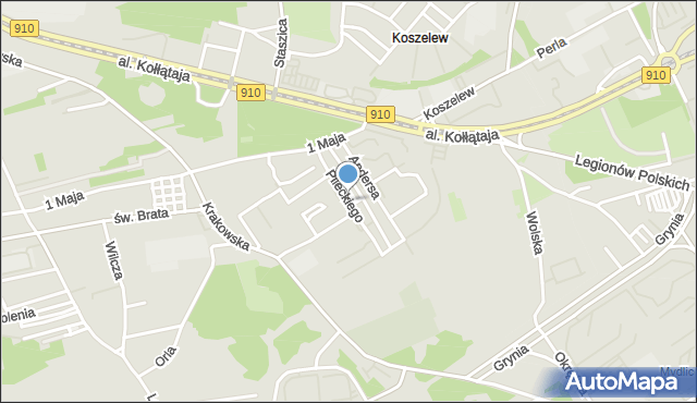 Będzin, Pileckiego Witolda, rtm., mapa Będzin