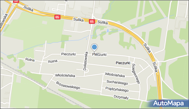 Białystok, Pieczurki, mapa Białegostoku
