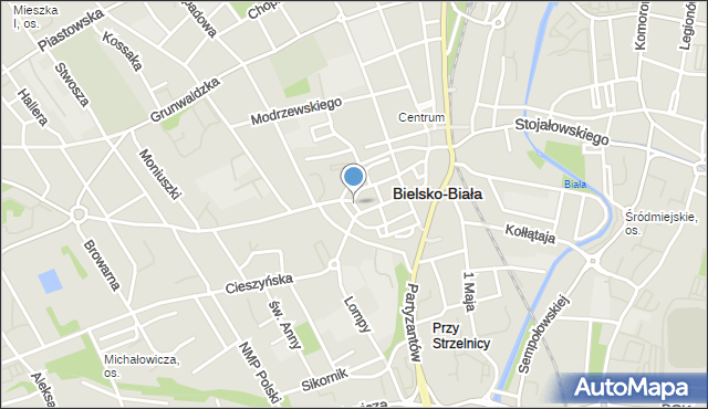 Bielsko-Biała, Piwowarska, mapa Bielsko-Białej