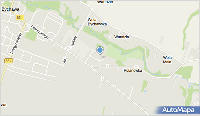 Bychawa, Piękna, mapa Bychawa