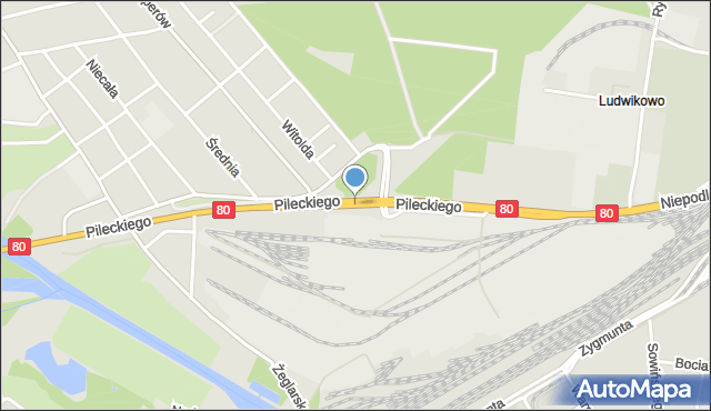 Bydgoszcz, Pileckiego Witolda, rtm., mapa Bydgoszczy