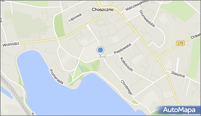 Choszczno, Piastowska, mapa Choszczno