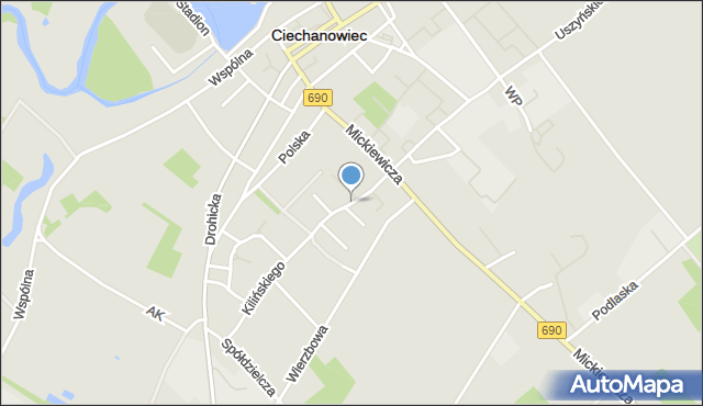 Ciechanowiec, Pińczowska, mapa Ciechanowiec