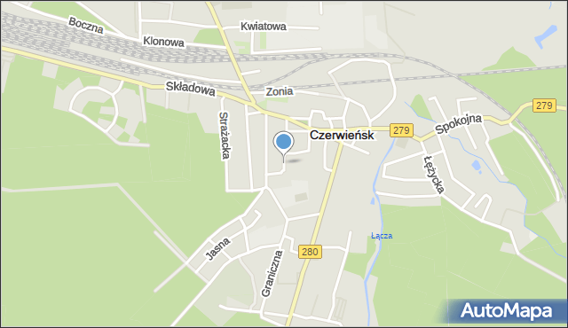 Czerwieńsk, Piłsudskiego Józefa, marsz., mapa Czerwieńsk