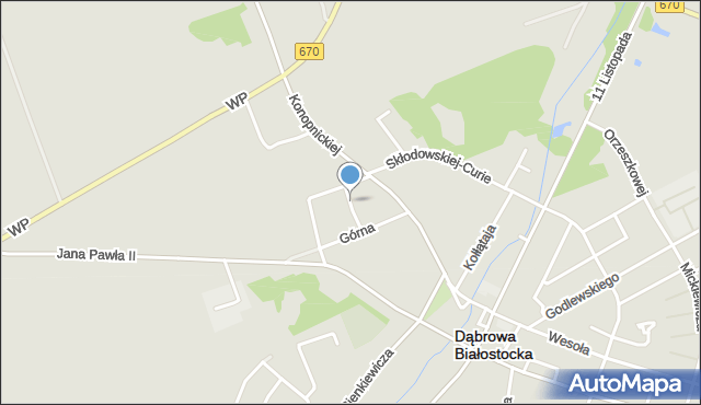 Dąbrowa Białostocka, Piękna, mapa Dąbrowa Białostocka