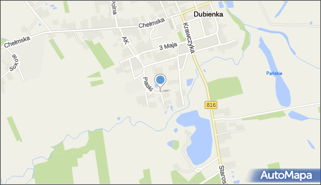 Dubienka, Piaski, mapa Dubienka