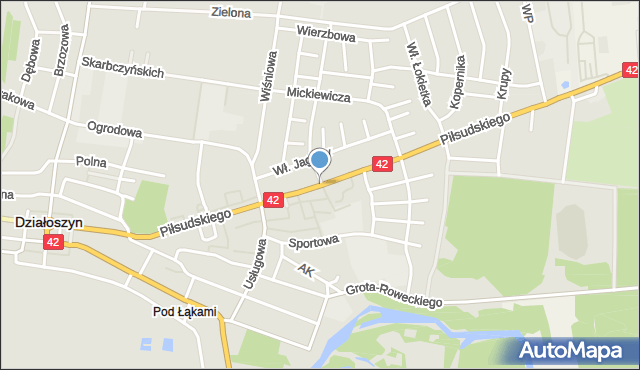 Działoszyn powiat pajęczański, Piłsudskiego Józefa, marsz., mapa Działoszyn powiat pajęczański