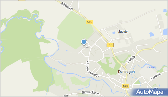 Dzierzgoń, Pionierska, mapa Dzierzgoń