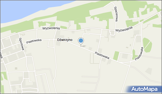 Dźwirzyno, Piastowska, mapa Dźwirzyno
